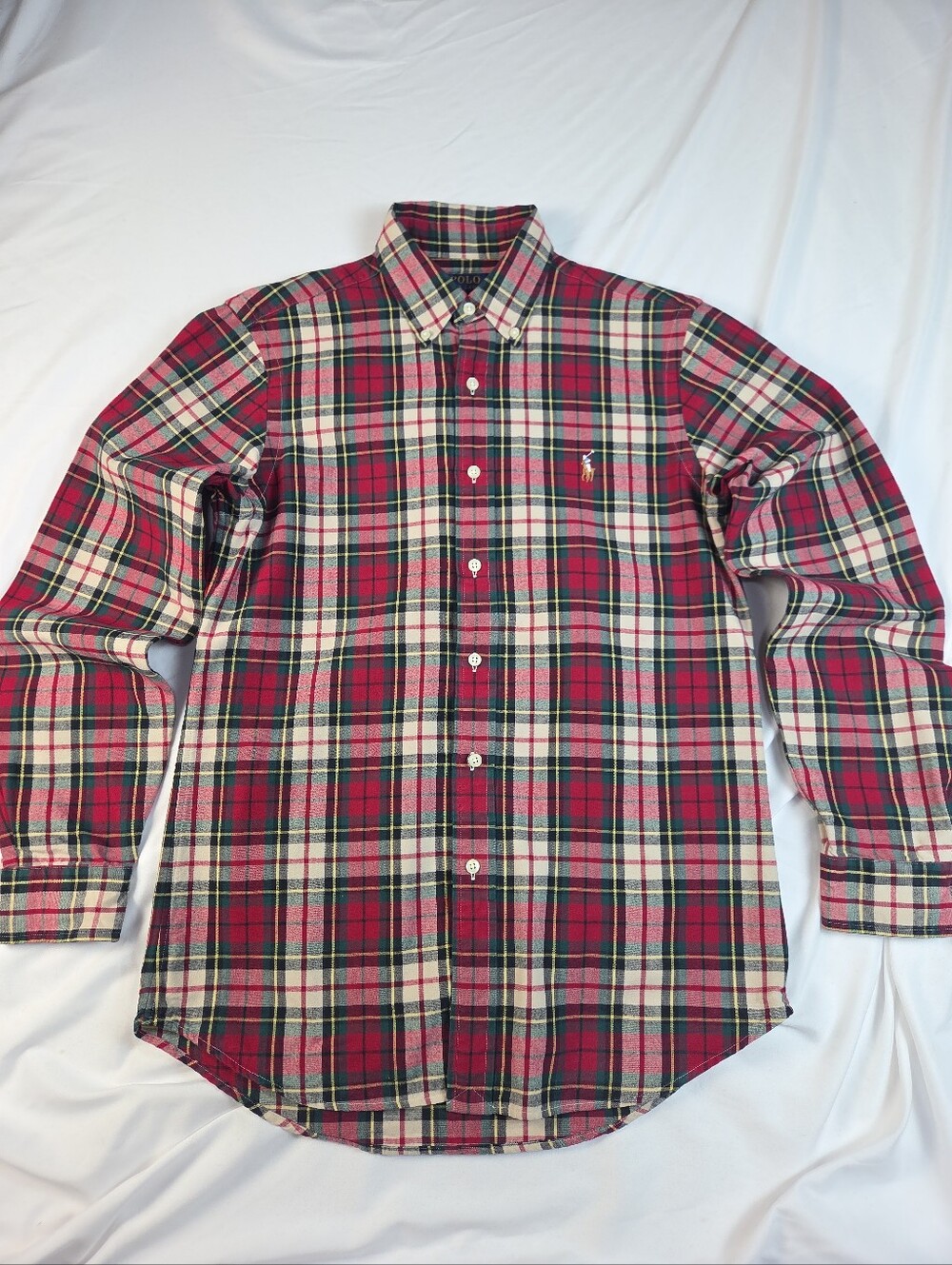 Polo Ralph Lauren Red Christmas Plaid Long Sleeve Button Down Dress Shirt NWOT